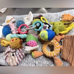 Colorful Pet Toy Bundle over 25 toys Bones Balls some squeaky